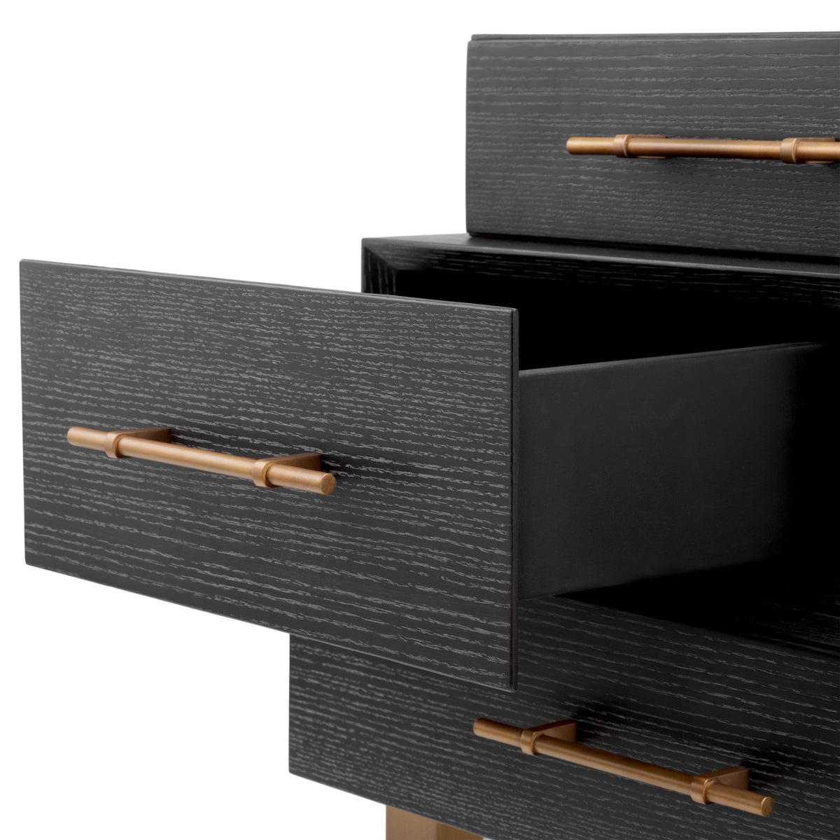 Black Oak 3-Drawer Nightstand Evendale | Eichholtz Miami