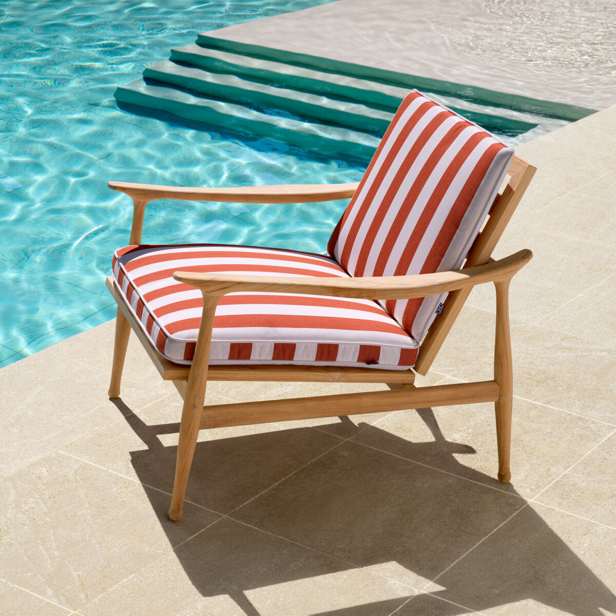 Teak Striped Outdoor Chair Manzo | Eichholtz Miami
