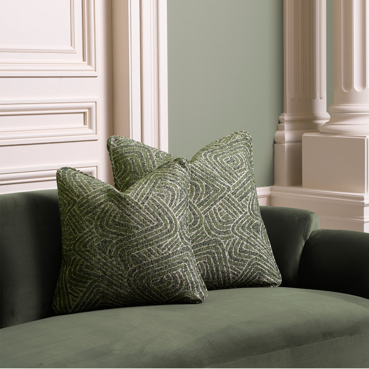 Green Geometric Pattern Cushion Camari | Eichholtz Miami