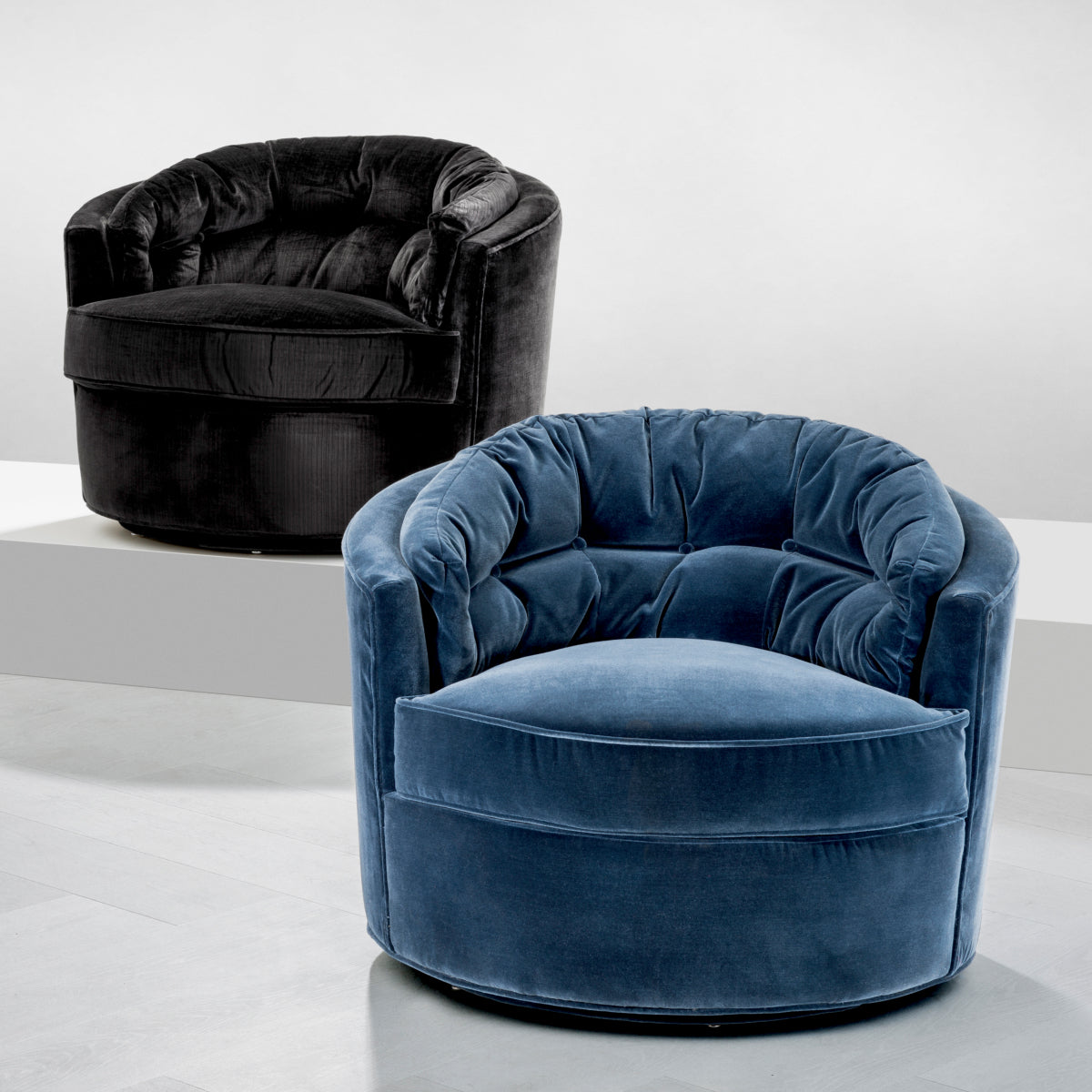 Black Velvet Swivel Chair Recla | Eichholtz Miami