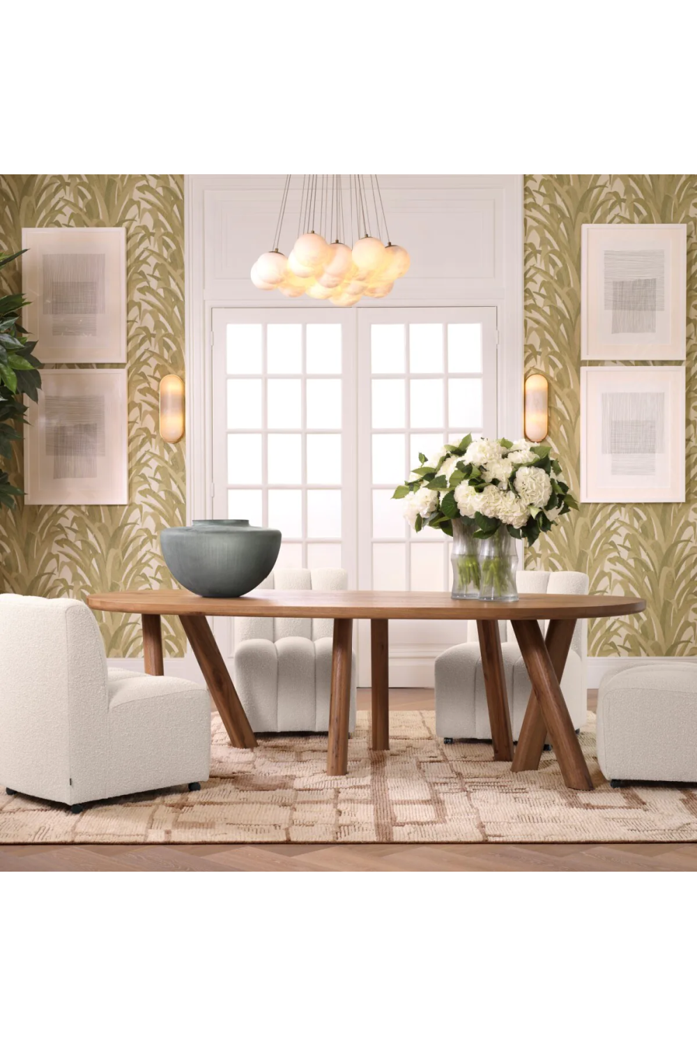 Bouclé Channeled Dining Chair Kelly | Eichholtz Miami