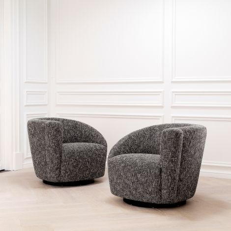 Black Asymmetrical Swivel Chair Colin | Eichholtz Miami