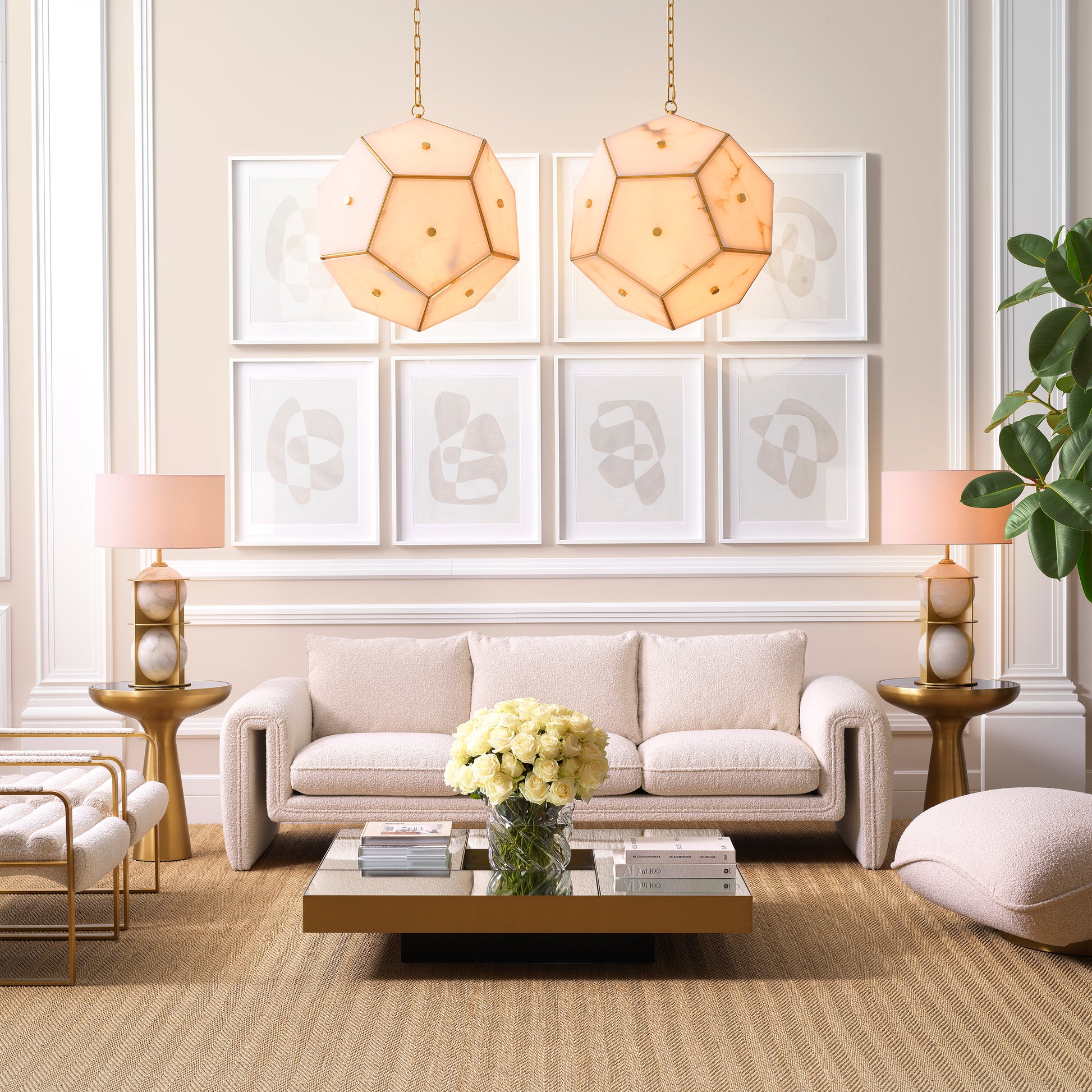 Cream Bouclé Upholstered Sofa Tondo | Eichholtz Miami