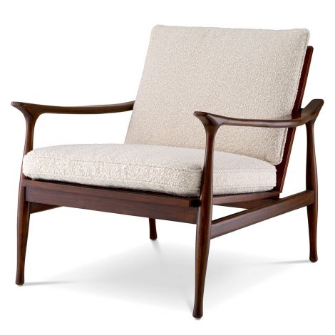 Wood Framed Bouclé Lounge Chair Manzo | Eichholtz Miami