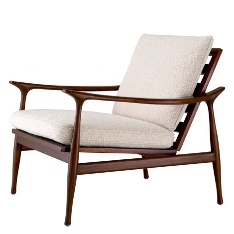 Wood Framed Bouclé Lounge Chair Manzo | Eichholtz Miami
