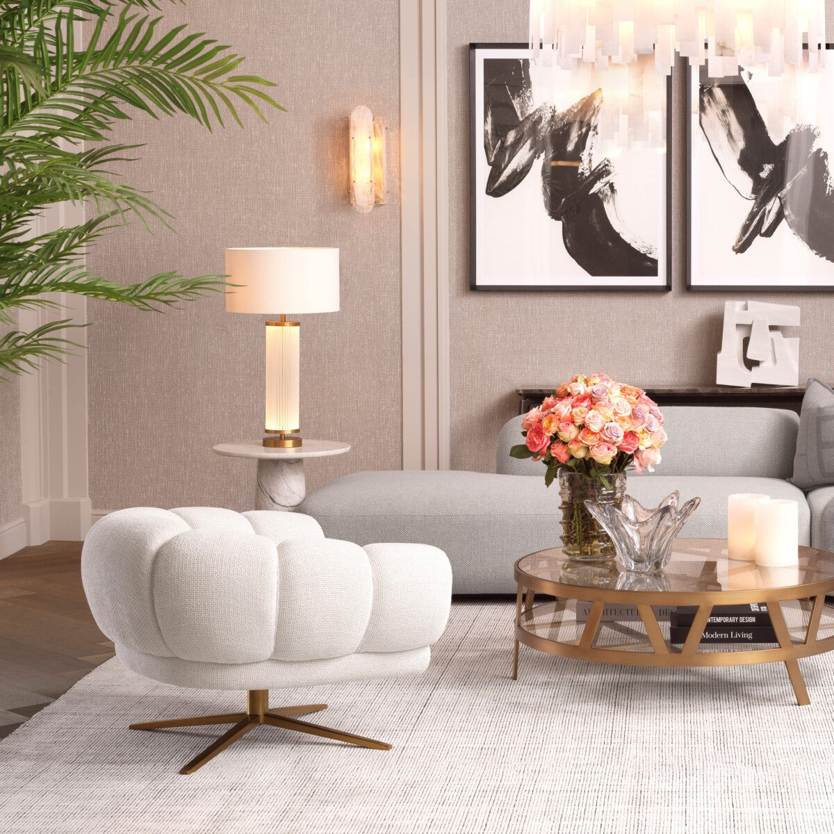 Off-White Swivel Chair Sunset | Eichholtz Miami