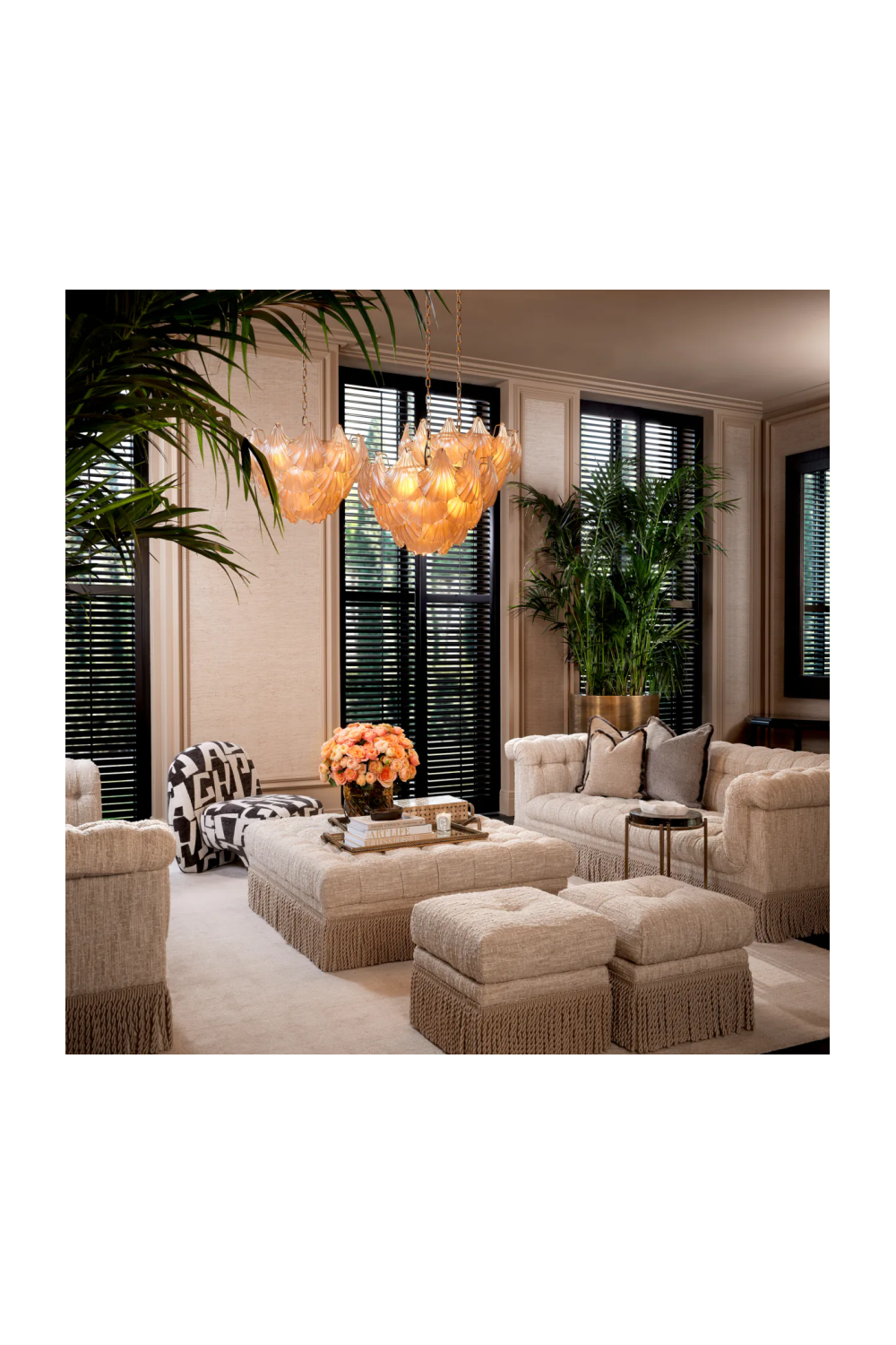 Cream Boucle Tufted Fringe Stool | Eichholtz Dorantes | Eichholtzmiami.com