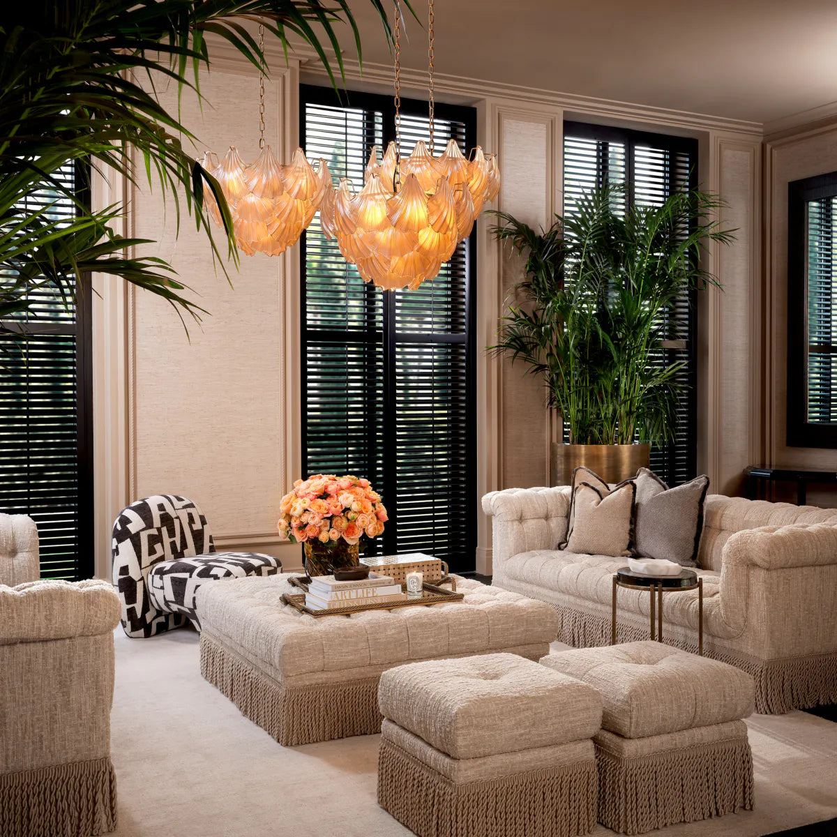 Boucle Tufted Fringe Stool Dorantes | Eichholtz Miami