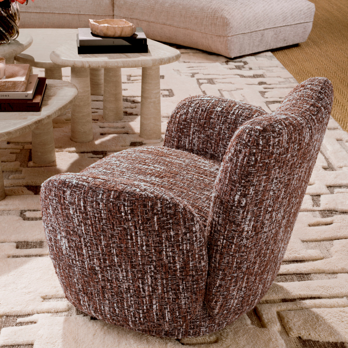 Red Boucle Accent Chair Merida | Eichholtz Miami