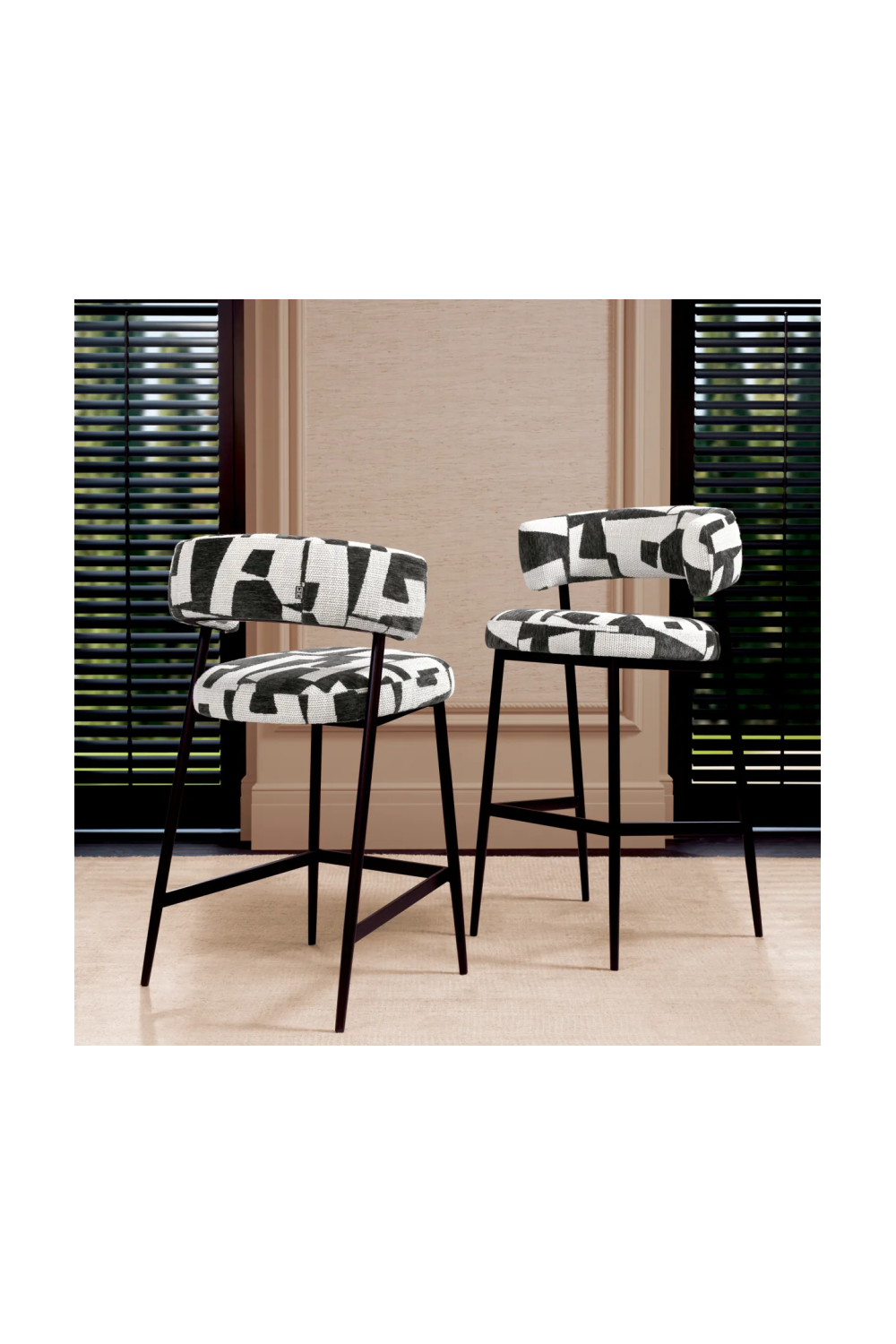 Brooklyn Black Counter Stool Folsom | Eichholtz Miami