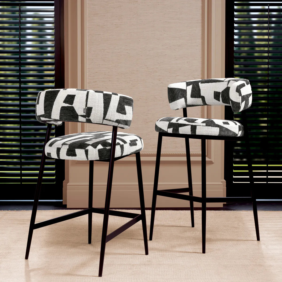 Brooklyn Black Counter Stool Folsom | Eichholtz Miami