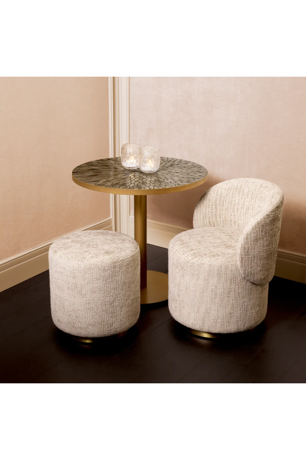 Beige Cylindrical Dining Stool Greer | Eichholtz Miami