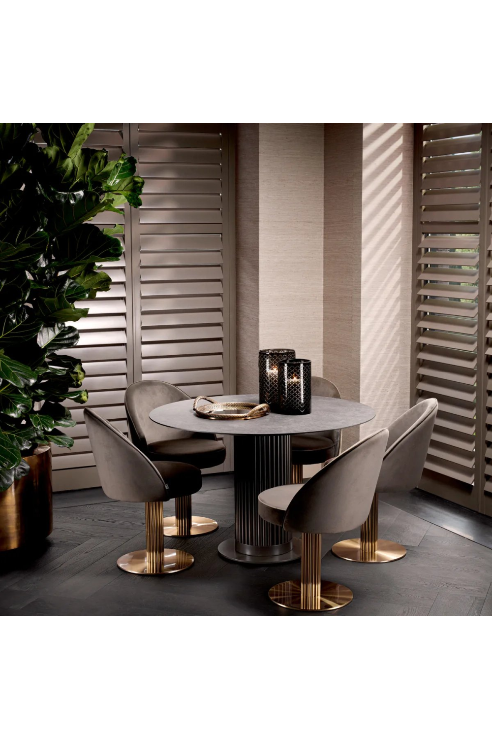 Gray Velvet Dining Chair Dorland | Eichholtz Miami