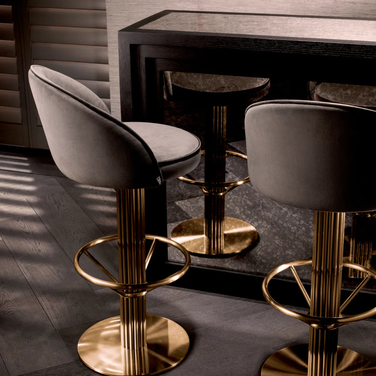 Gray Velvet Bar Stool Dorland | Eichholtz Miami