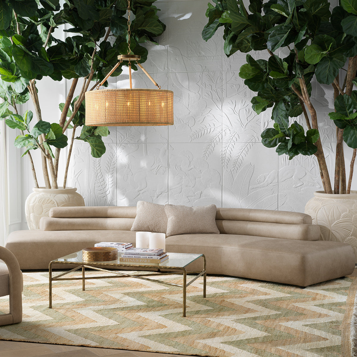 Beige Faux Leather Sofa Marvella | Eichholtz Miami