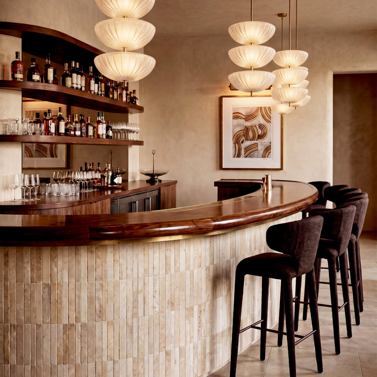 Curved-Back Upholstered Bar Stool Josephine | Eichholtz Miami