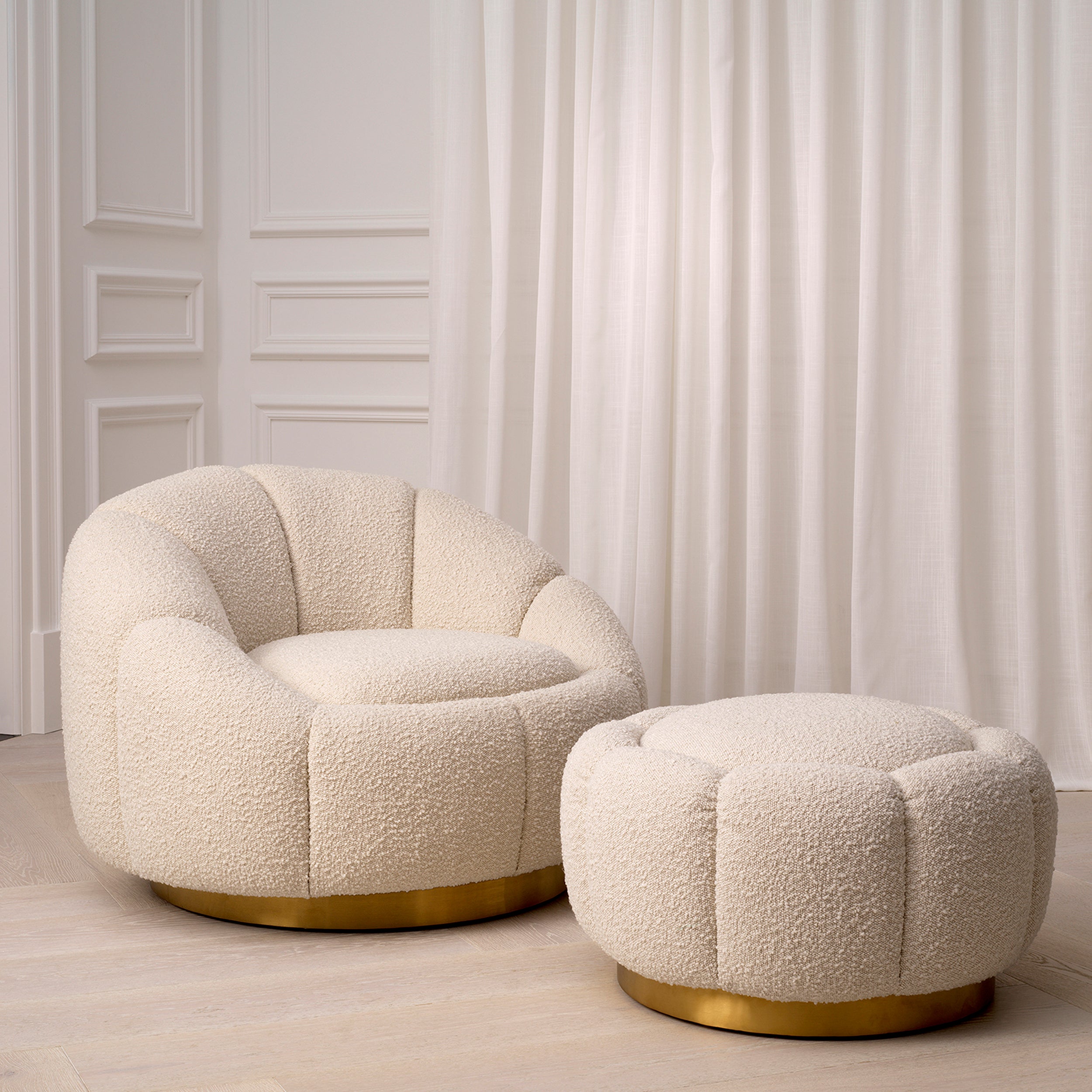 Cream Boucle Ottoman Inger | Eichholtz Miami