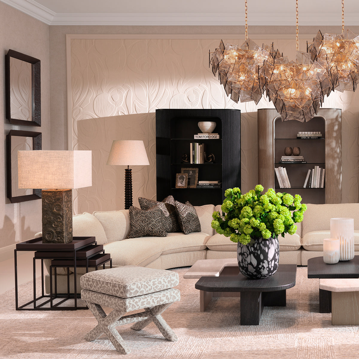 Beige Upholstered Modular Sofa Cresson