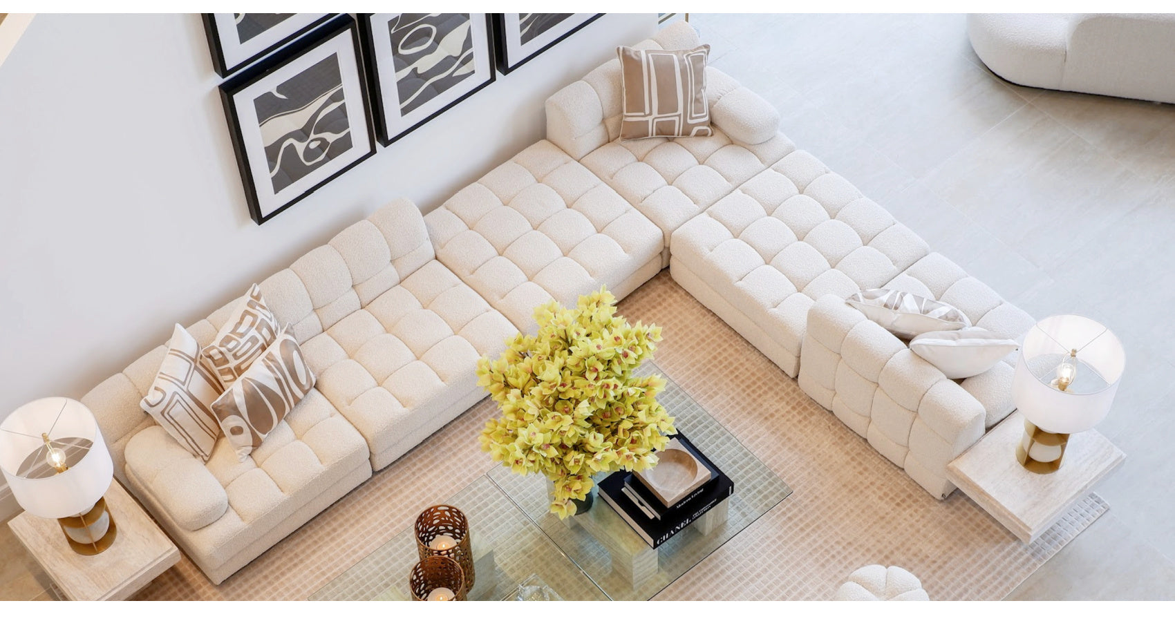 Cream Bouclé Modular Sofa Dean | Eichholtz Miami