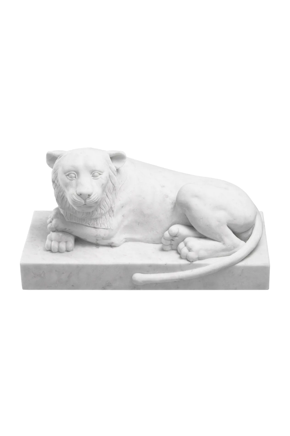 White Marble Sculpture Reclining Lion | Eichholtz Miami