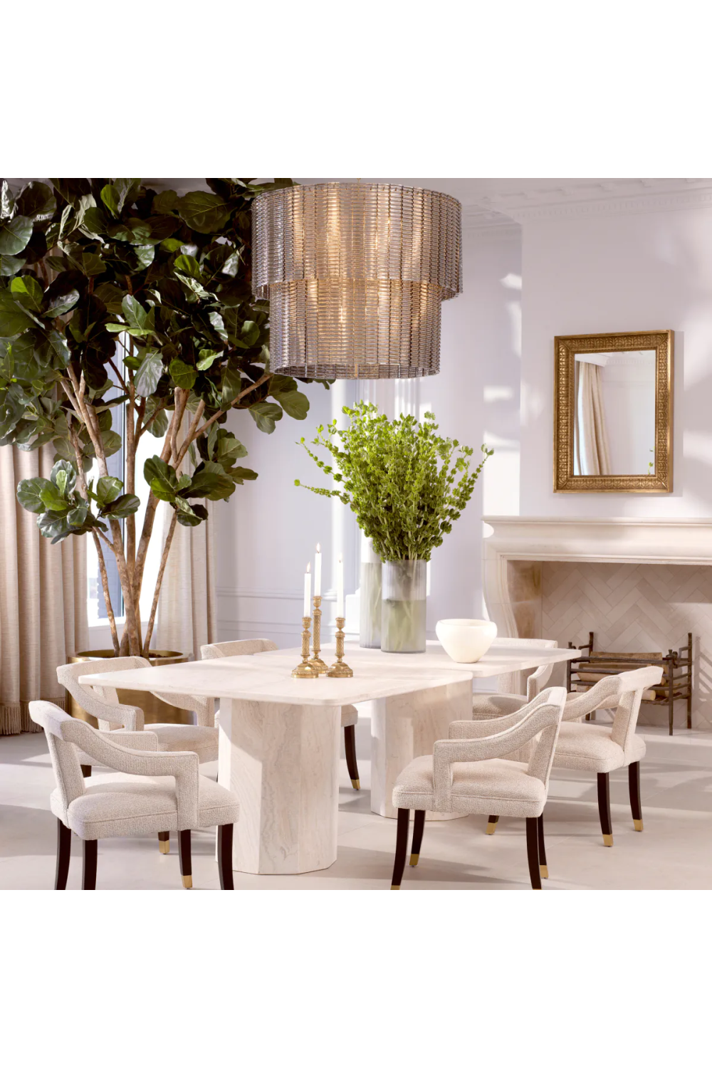 Natural Travertine Dining Table Piazza | Eichholtz Miami