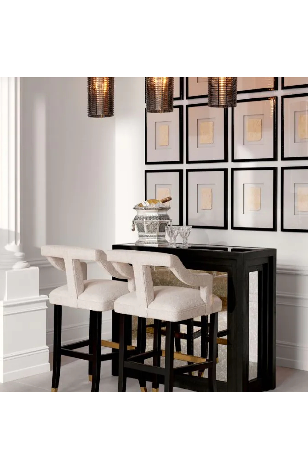 Beige Cut-Out Counter Stool Roumier | Eichholtz Miami