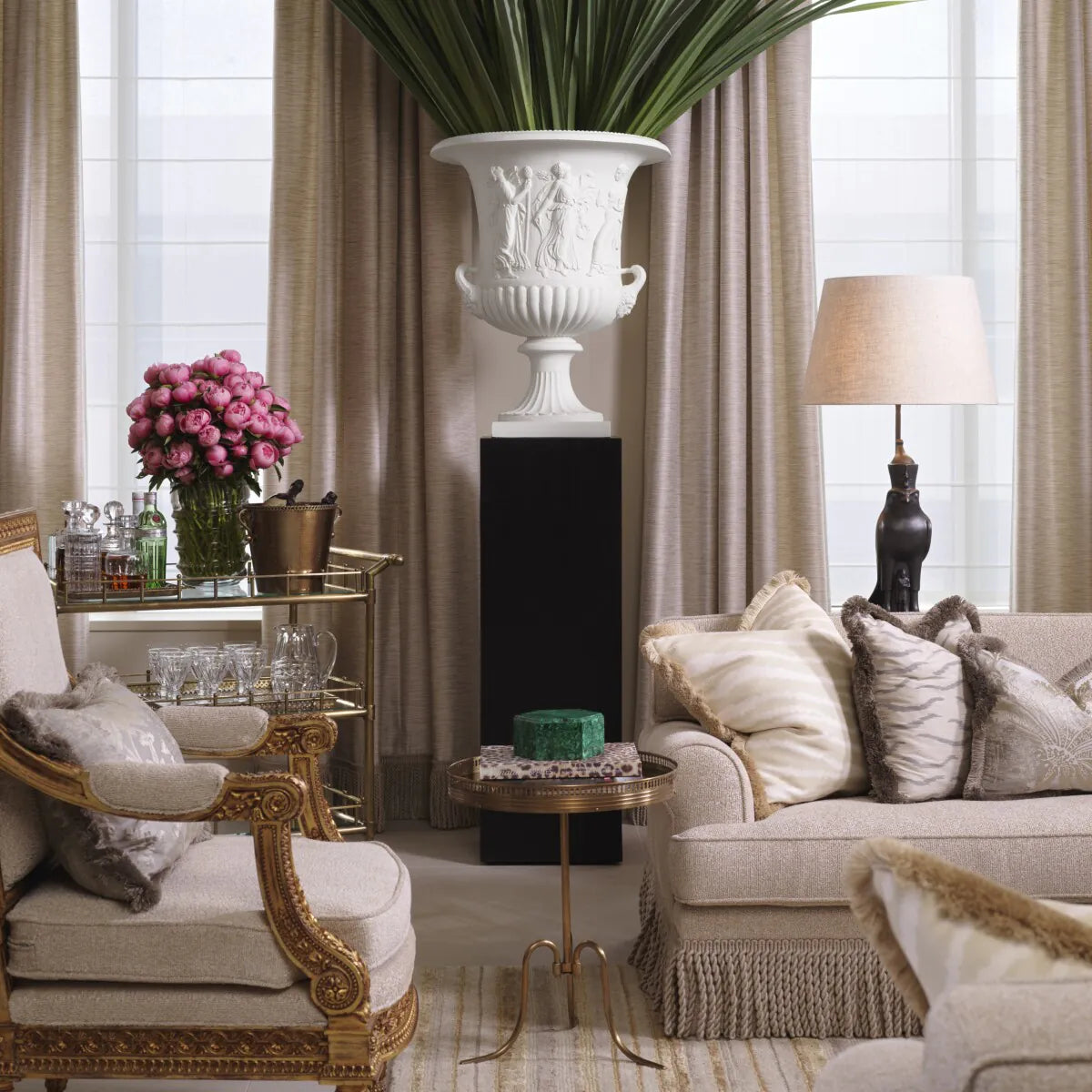 White Classical Relief Vase Calyx-krater | Eichholtz Miami