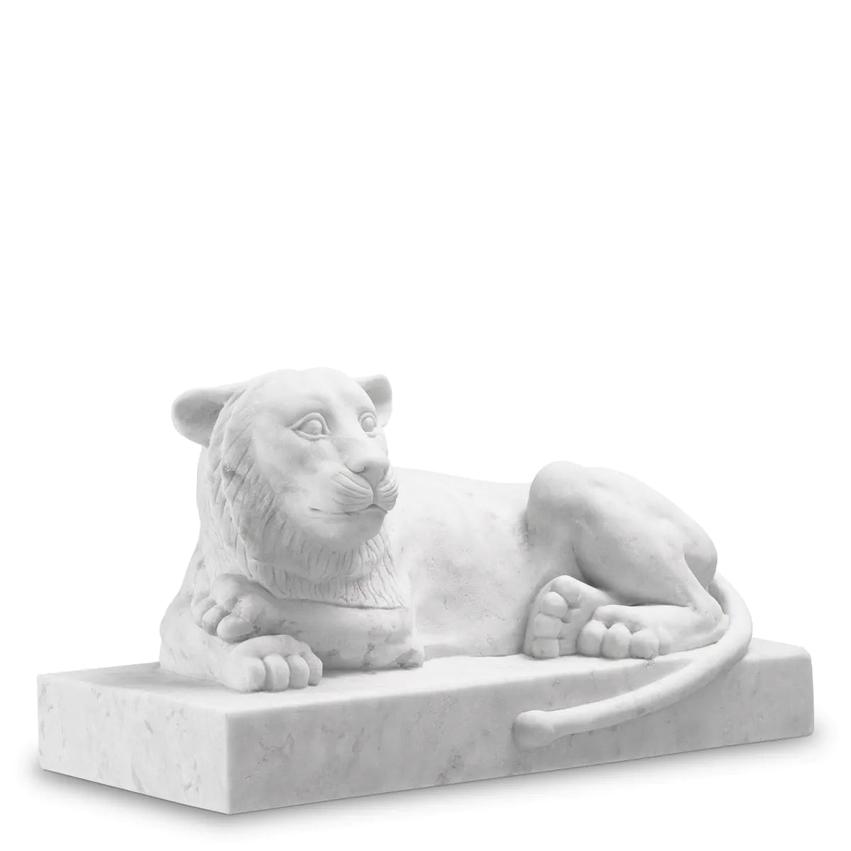 White Marble Sculpture Reclining Lion | Eichholtz Miami