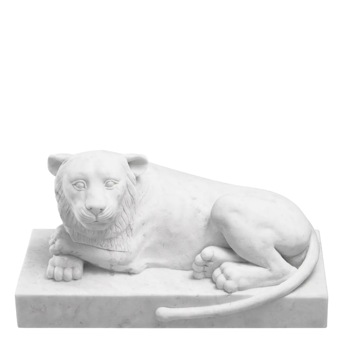 White Marble Sculpture Reclining Lion | Eichholtz Miami