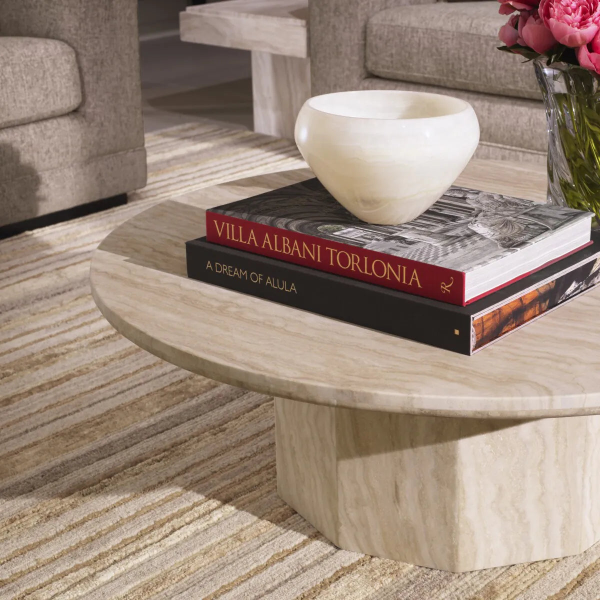 Round Travertine Coffee Table Florence | Eichholtz Miami