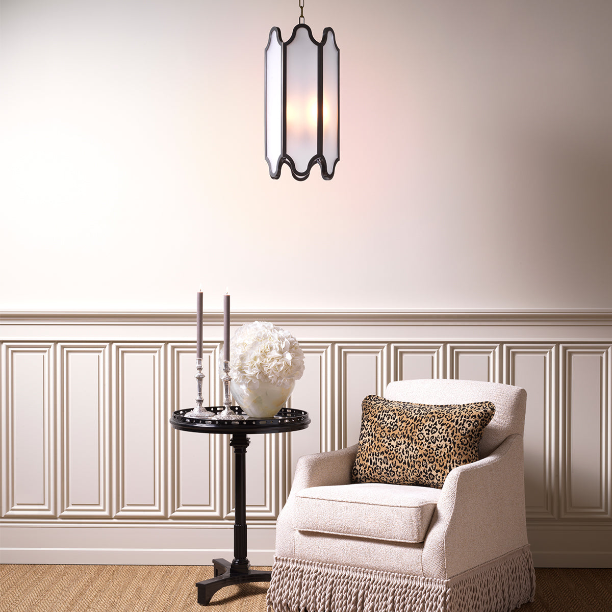 White Glass and Bronze Pendant Rockefeller | Eichholtz Miami