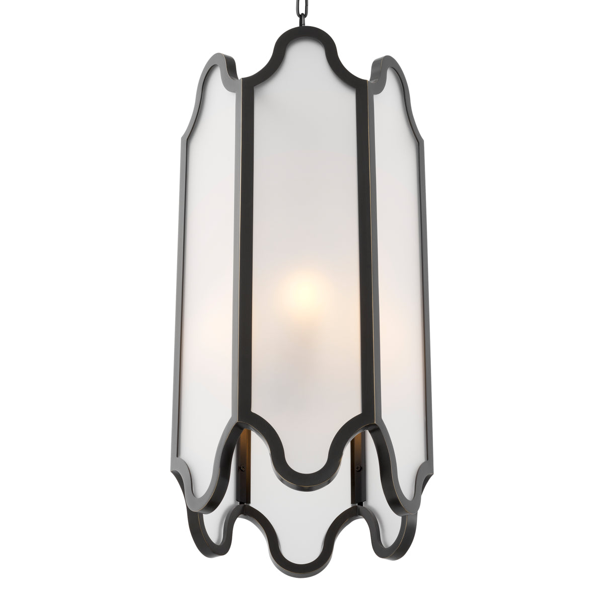 White Glass and Bronze Pendant Rockefeller | Eichholtz Miami