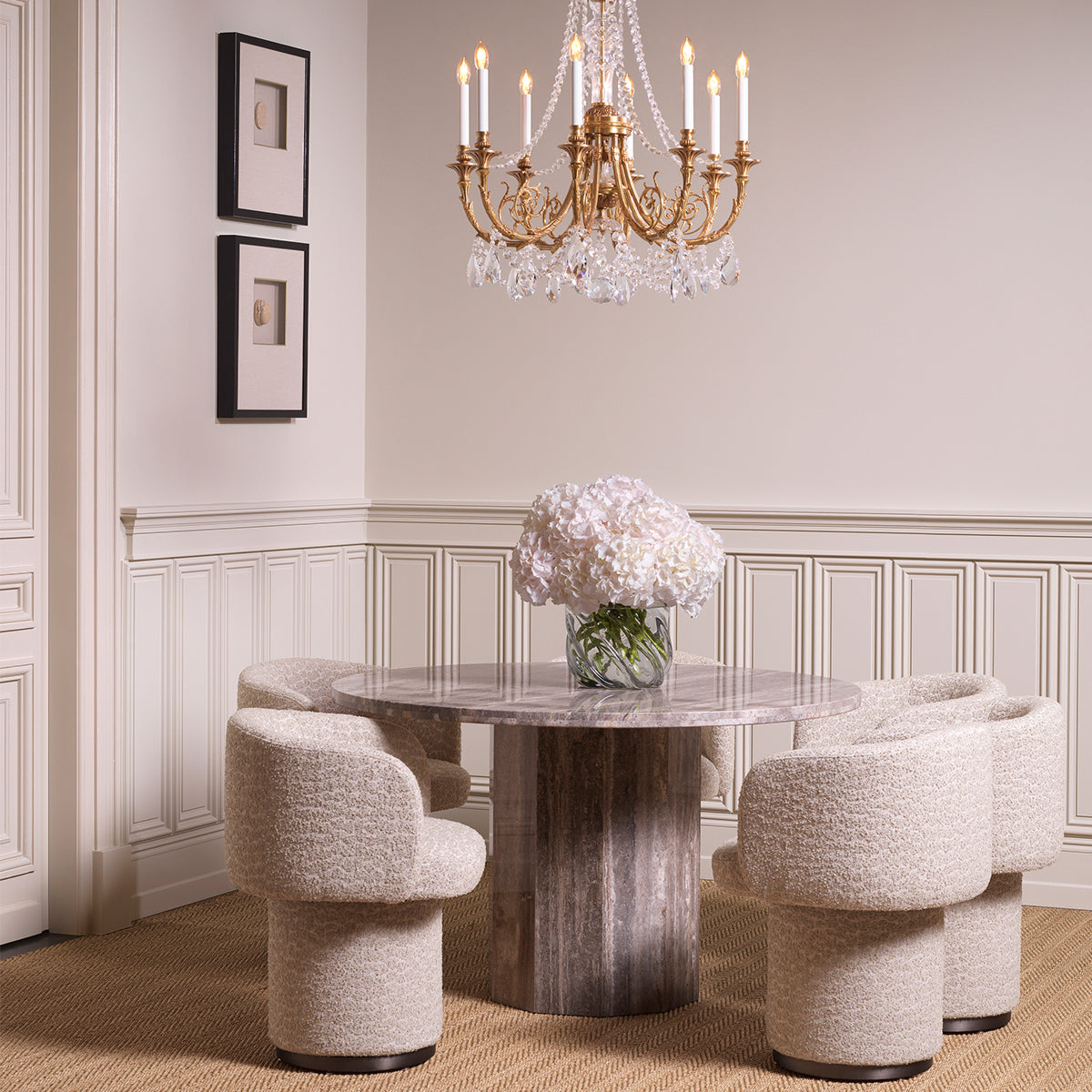 Silver Travertine Dining Table Florence | Eichholtz Miami