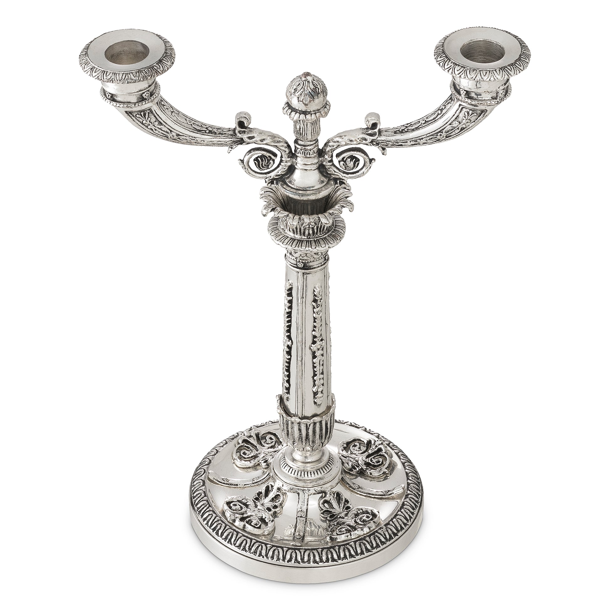 Silver 2-Stem Candle Holder Whitney | Eichholtz Miami