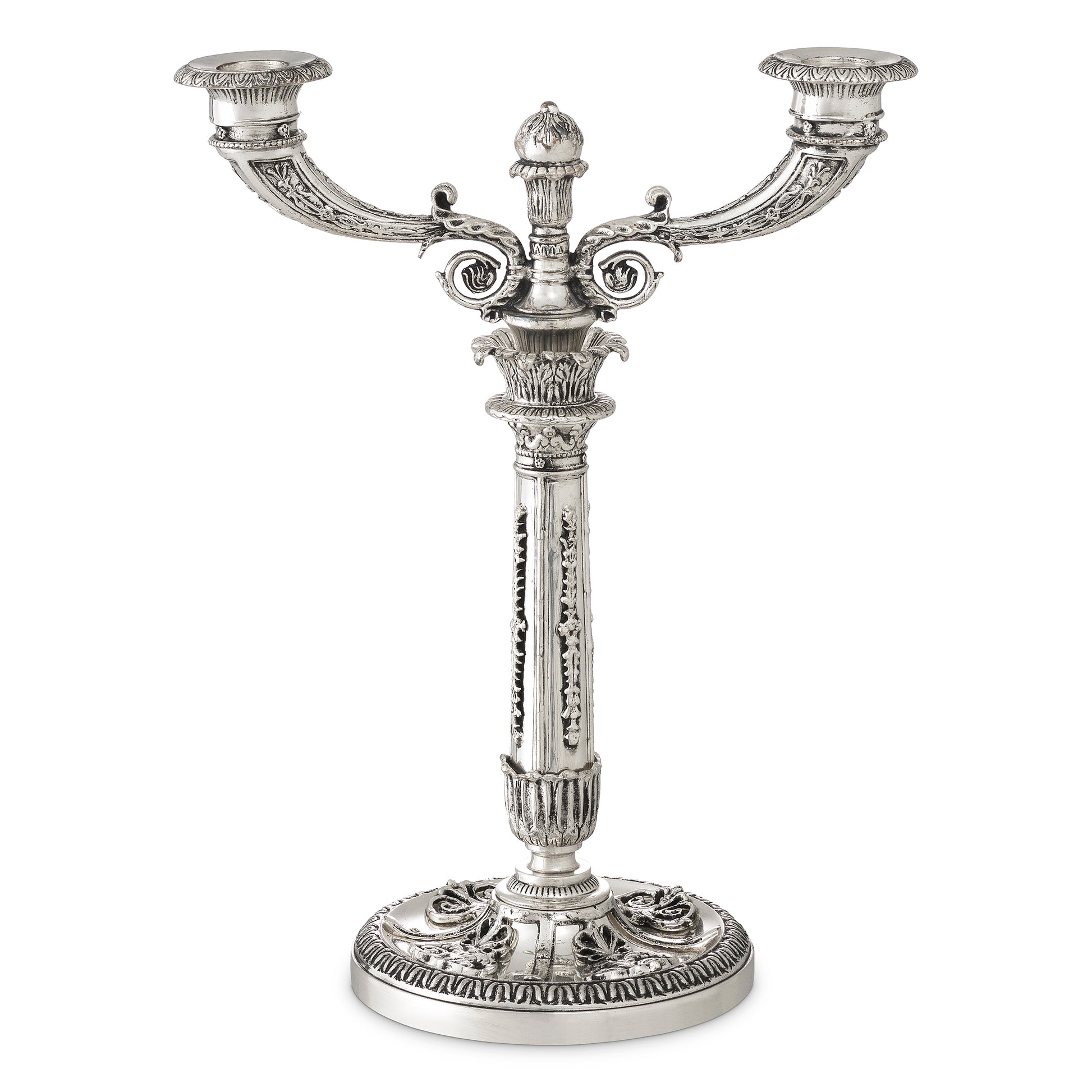Silver 2-Stem Candle Holder Whitney | Eichholtz Miami