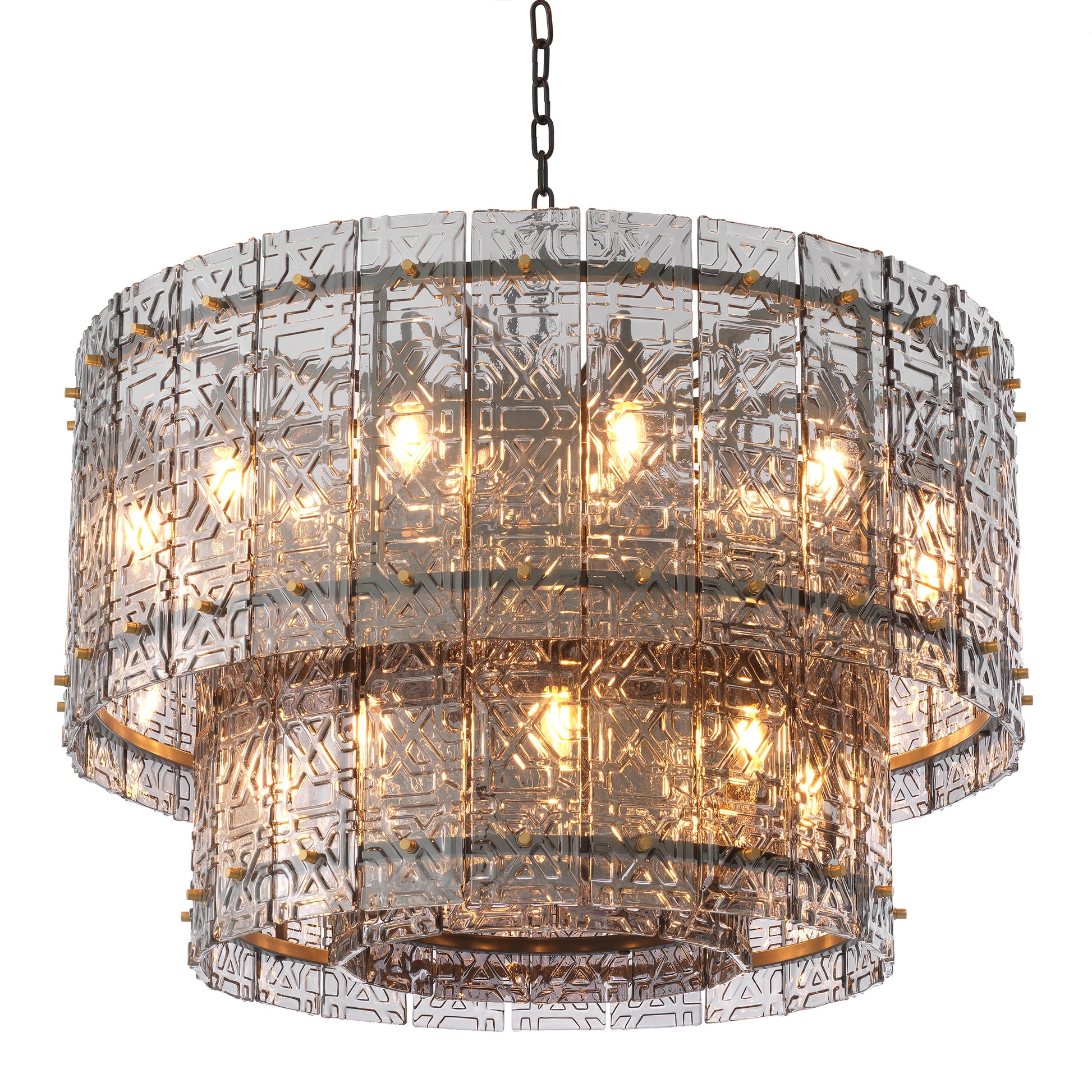 2-Tiered Glass Panel Chandelier Georgette | Eichholtz Miami