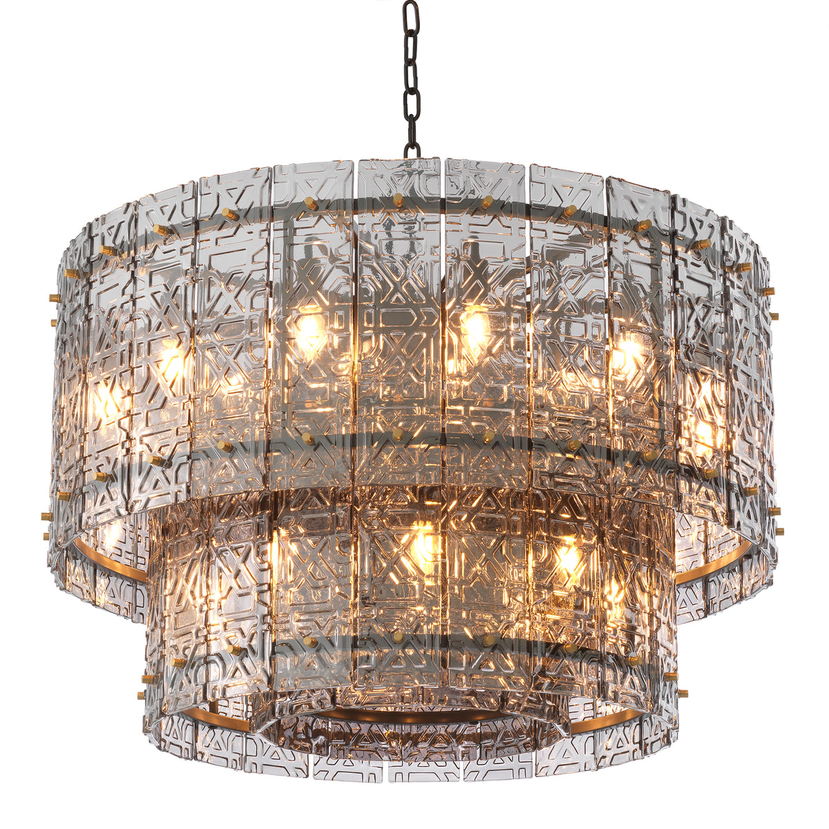 2-Tiered Glass Panel Chandelier Georgette | Eichholtz Miami