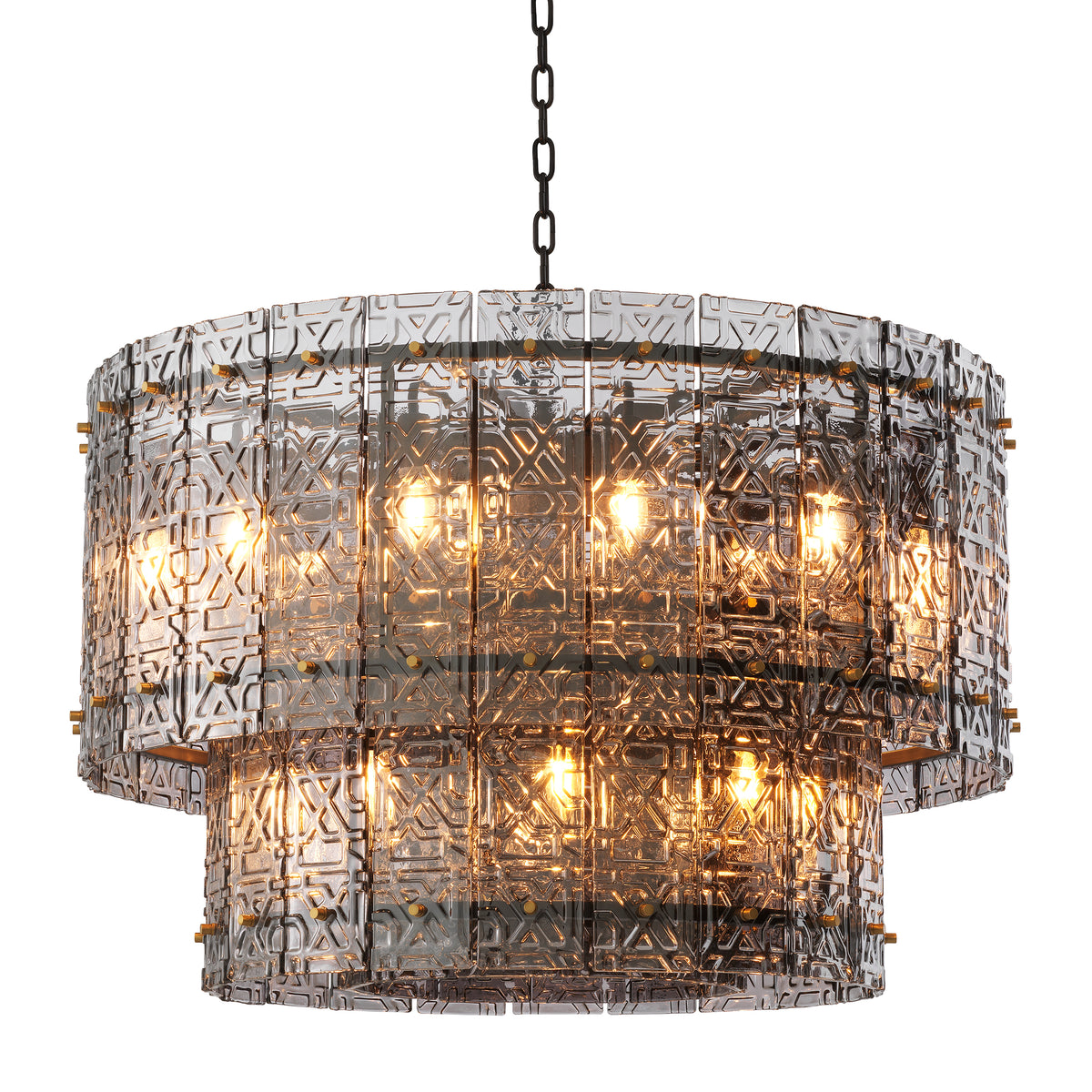 2-Tiered Glass Panel Chandelier Georgette | Eichholtz Miami