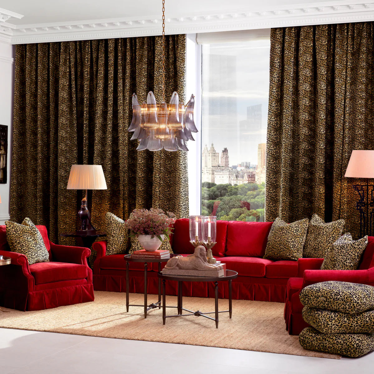 Red Velvet Frilled Sofa Verplanck | Eichholtz Miami