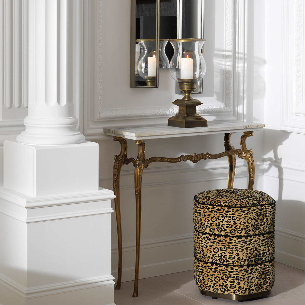 Leopard Fabric Stool Roosevelt | Eichholtz Miami