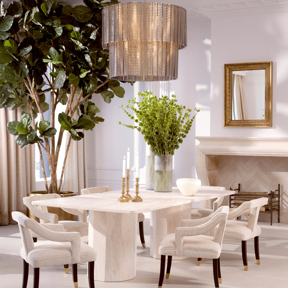 Natural Travertine Dining Table Piazza | Eichholtz Miami